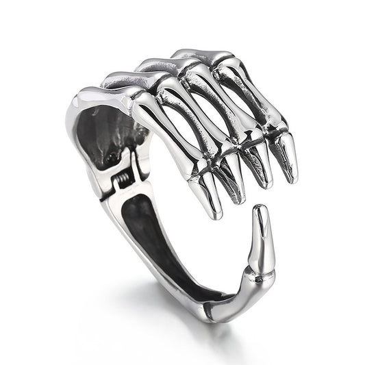 Dark Palm – & Old Titanium Steel Men's Skull Five-Claw Finger Bracelet