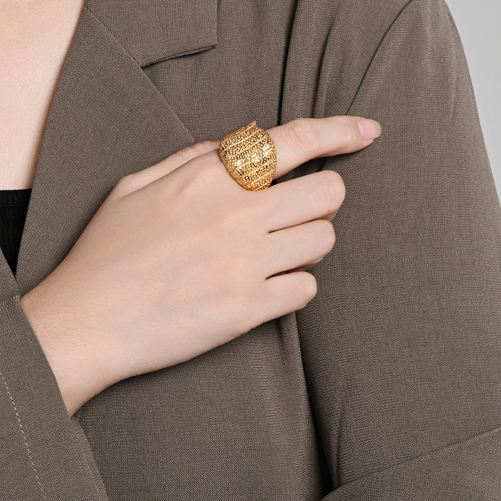 Planderful 18K Gold Plated Titanium Steel Ring For Women Personalized Everyday Genie Jewelry