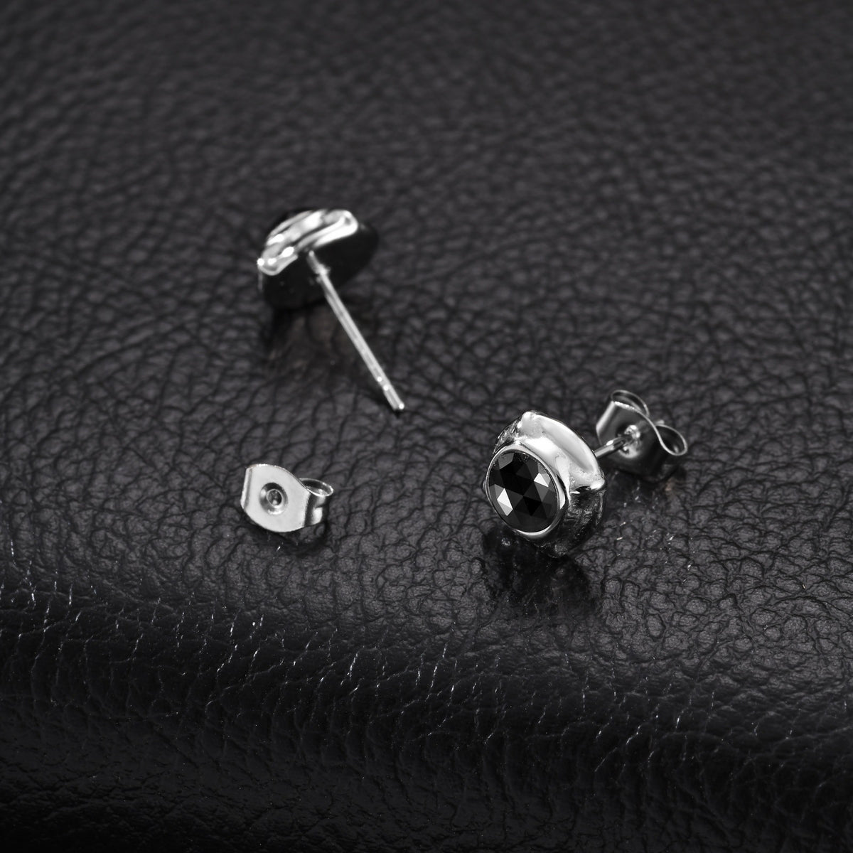 Stainless Steel Zircon Vintage Black Punk Earrings
