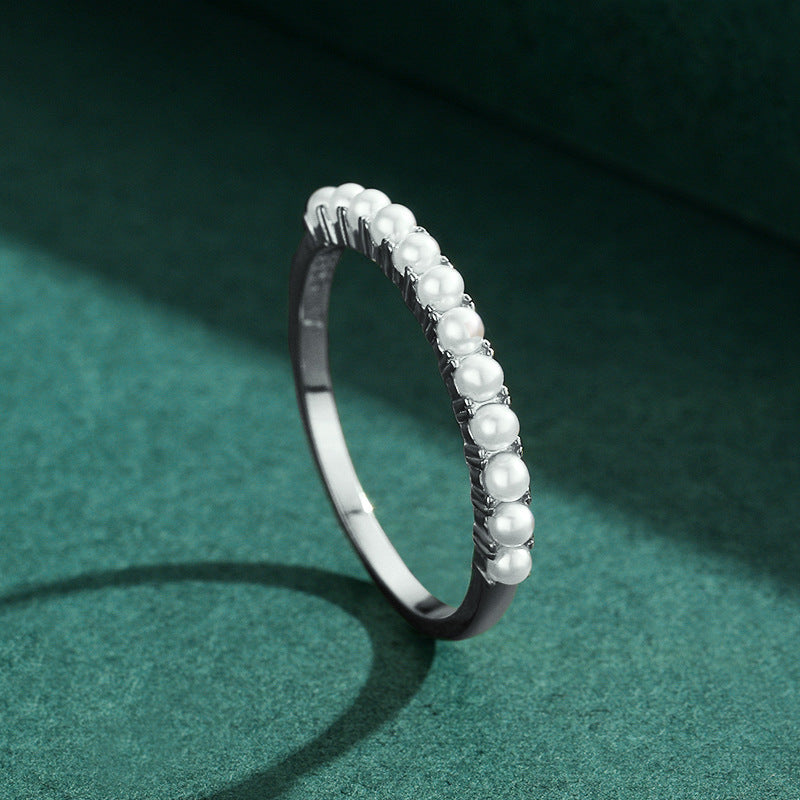 Retro Cool 925 Sterling Silver Pearl Ring for Timeless Elegance