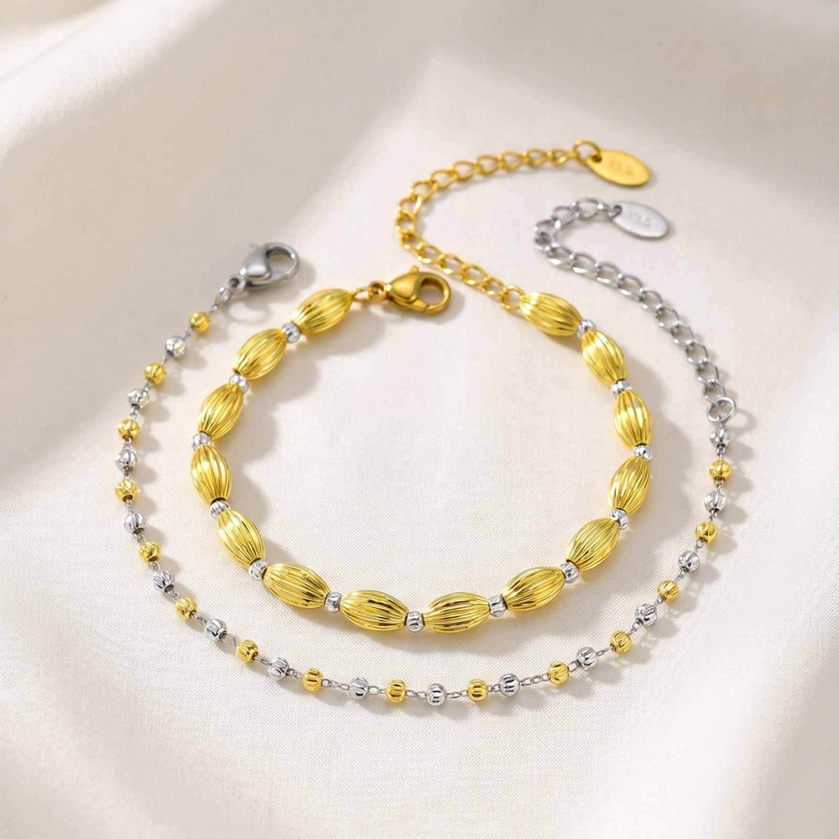Korean Metal Splicing Beaded Stainless Steel Bracelet