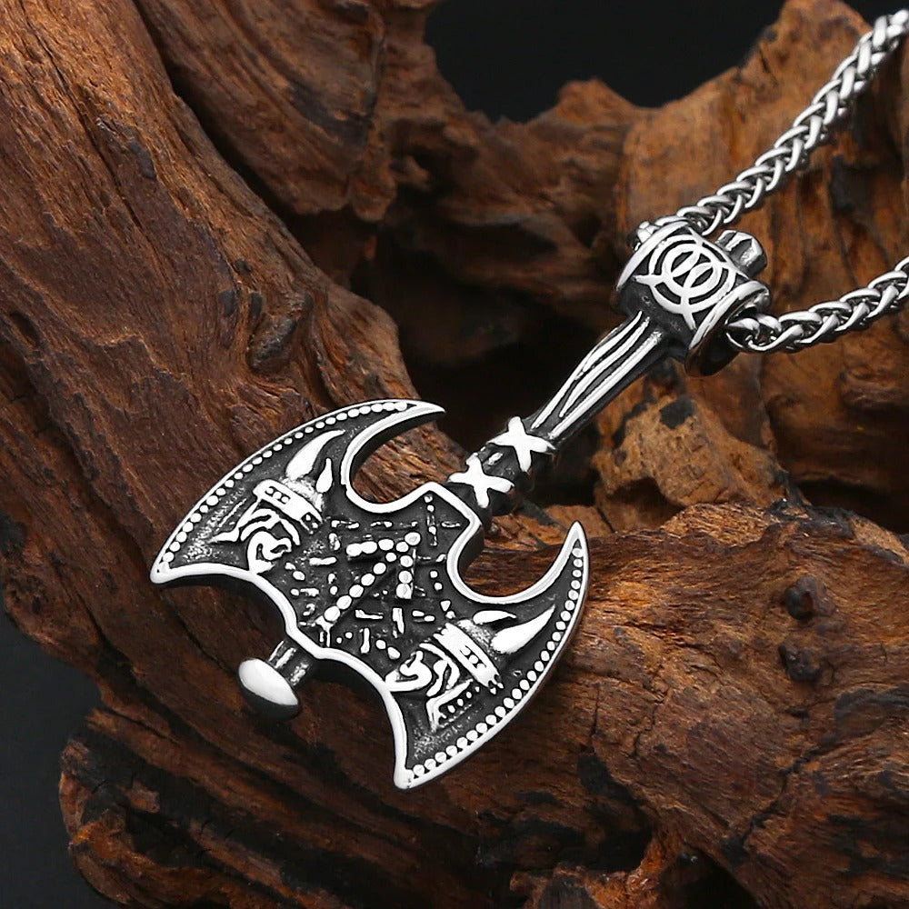 Viking Double Stainless Steel Men's Pendant Necklace
