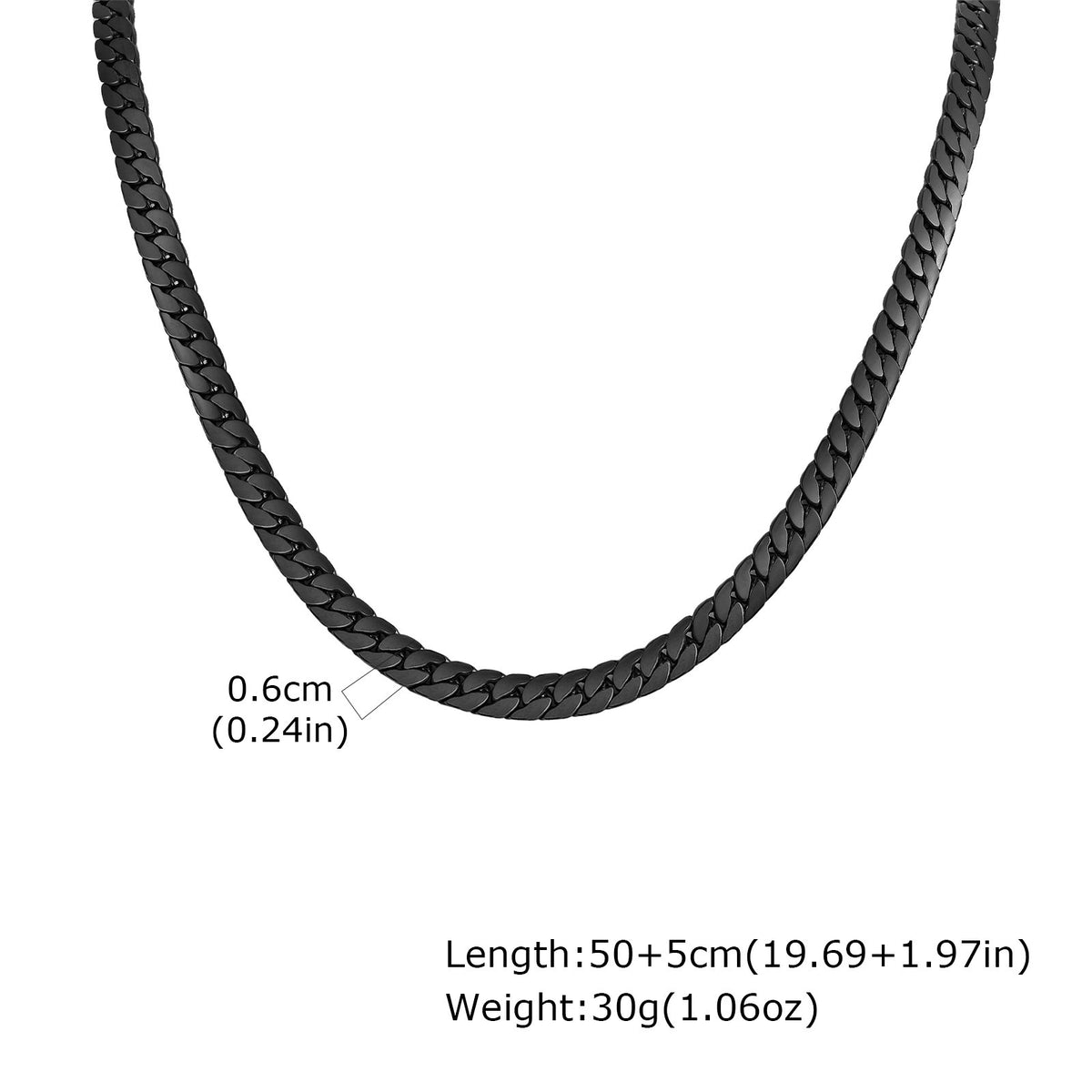 Stainless Steel Flat Four-Sided Encrypted Nk Chain Necklace Black Boys