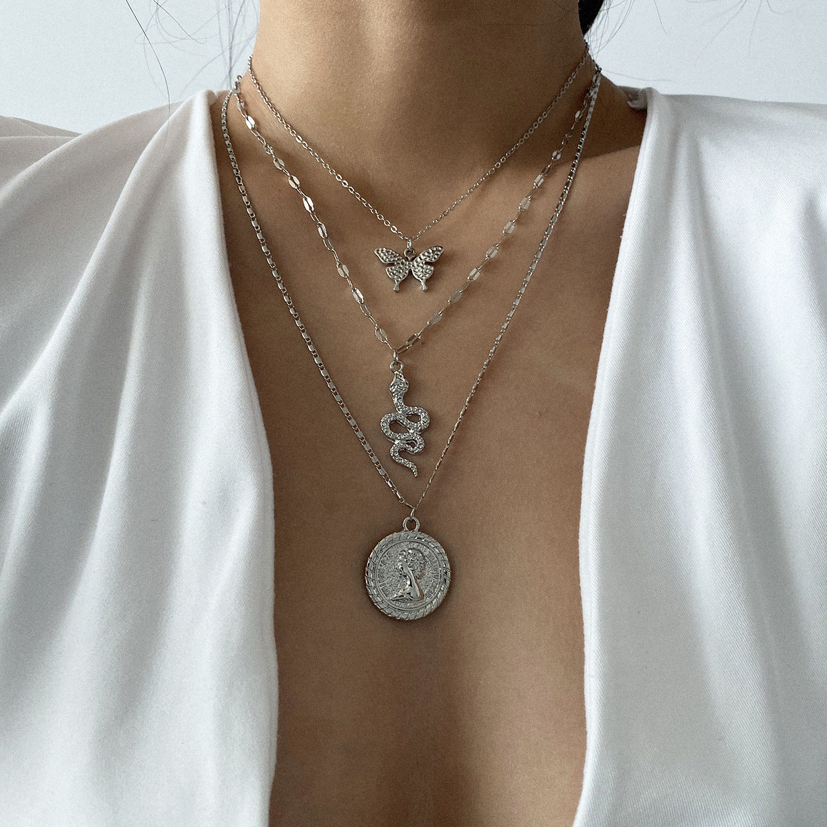 Planderful Vienna Verve Personalized Butterfly Layered Necklace For Women Elegant Statement Gift