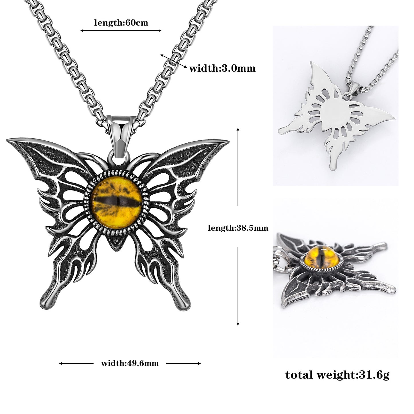 Steel Necklace – Statement Eye Pendant Unisex Fashion Jewelry For Nightlife Streetwear Hip Hop Style Planderful