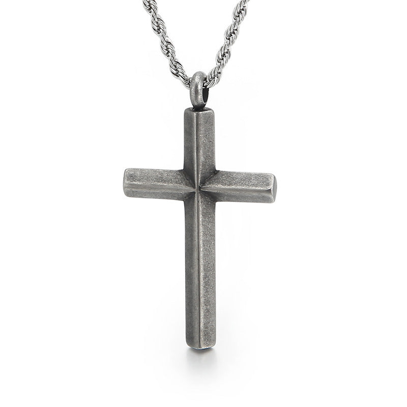 Japan And Korea Electroplated Gold Cross Pendant, Creative Titanium Steel Men's 3mm Necklace