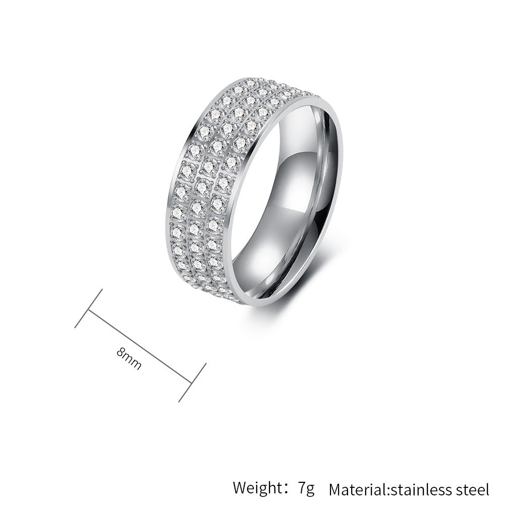 Planderful Everyday Genie Zircon Ring Titanium Steel With 18K Gold Inlay Unisex Fashion Jewelry