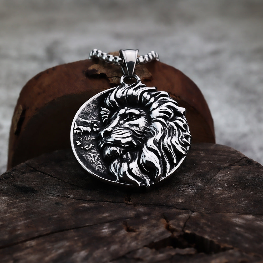 Cross-Border Simple Lion Head Pendant Jewelry for Men