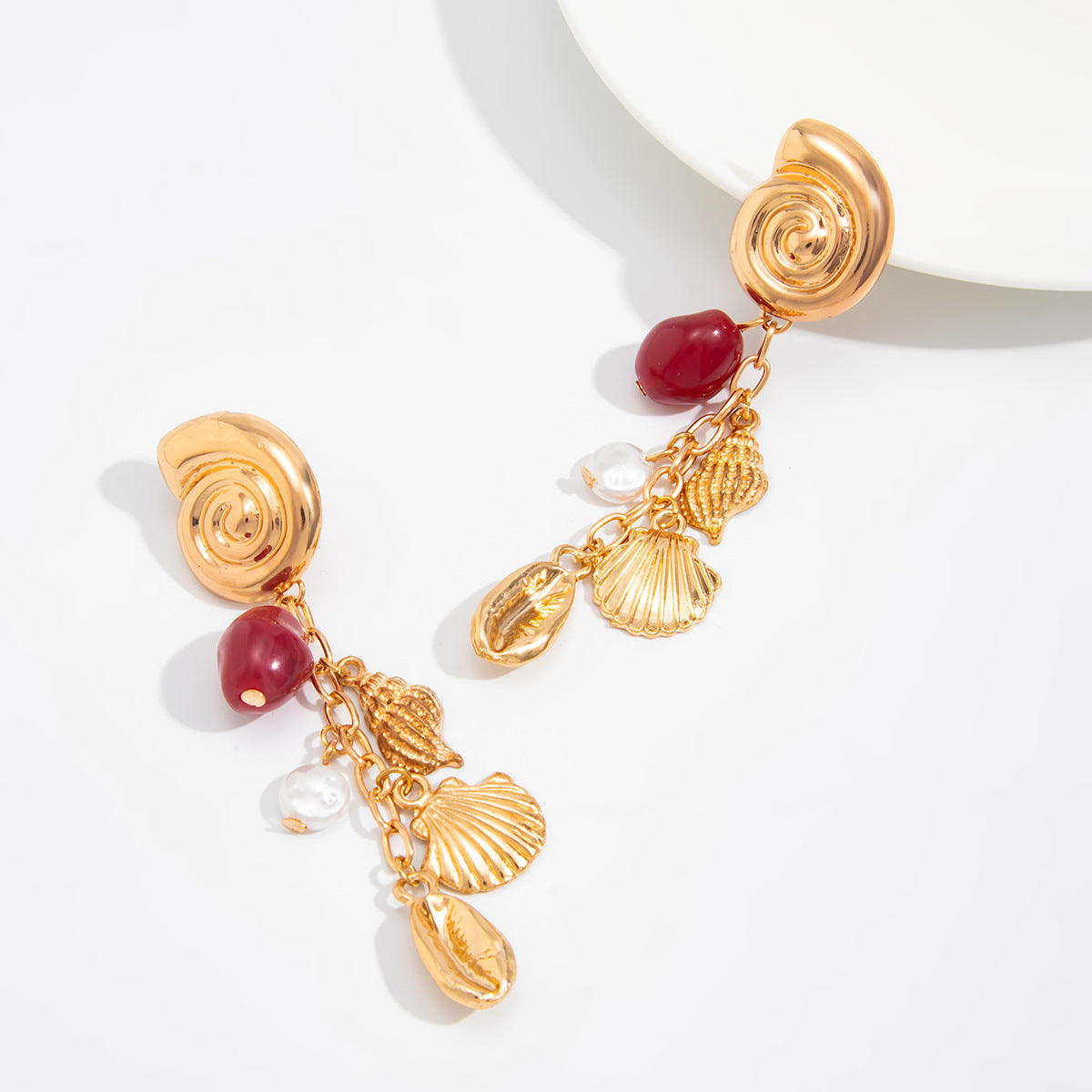 Statement Earrings Planderful Vienna Verve Retro Conch Pearl Scallop Fringe For Women Chic