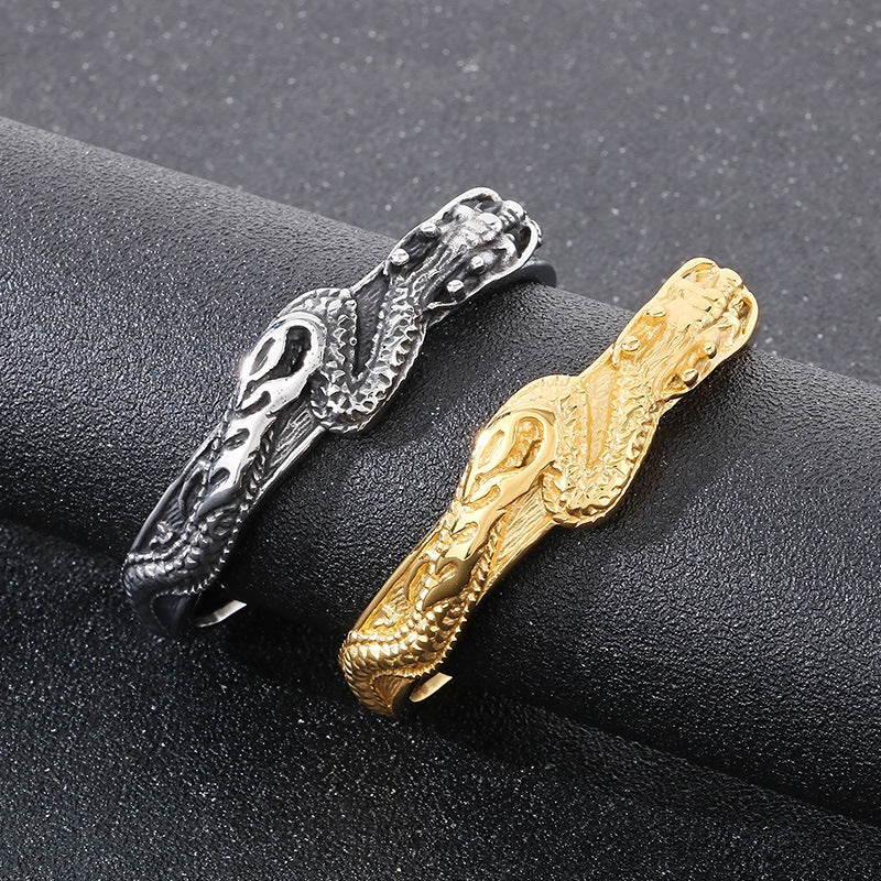 Planderful Dragon Zodiac Bracelet For Men Titanium Steel