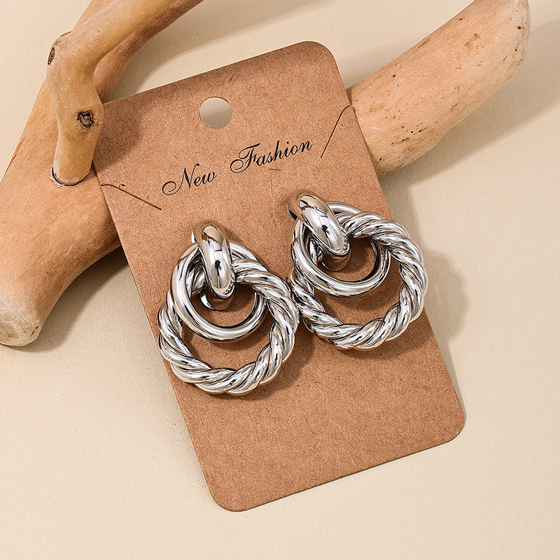 European and American Cross-Border Fashion Metal Ring Earring Set with Vienna Verve Design