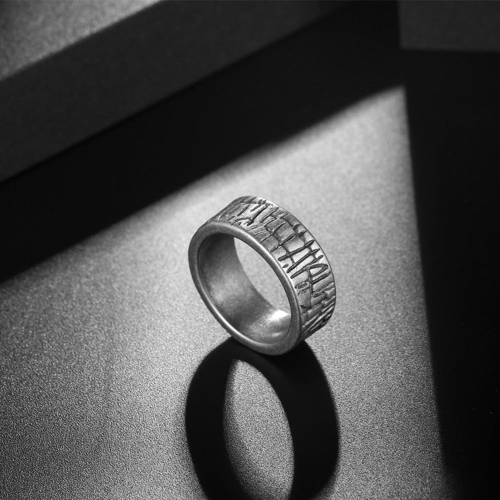 Titanium Steel Fashion Ring for Men and Couples - Temperament Tail Design in White Bronze