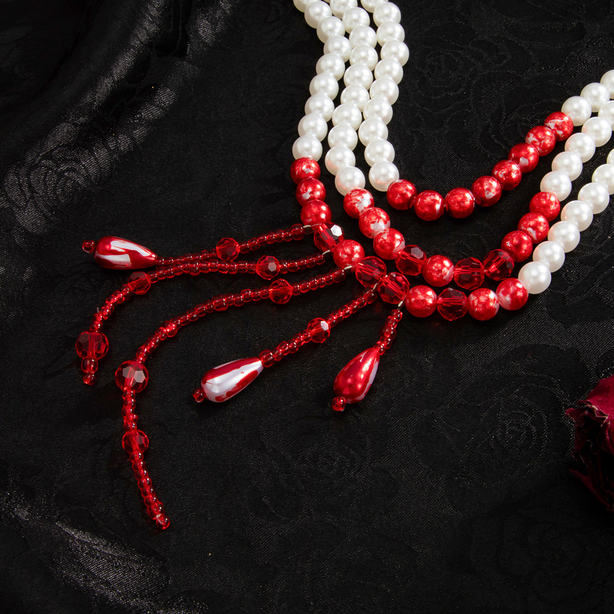 French Pearl Blood-Drip Layered Necklace