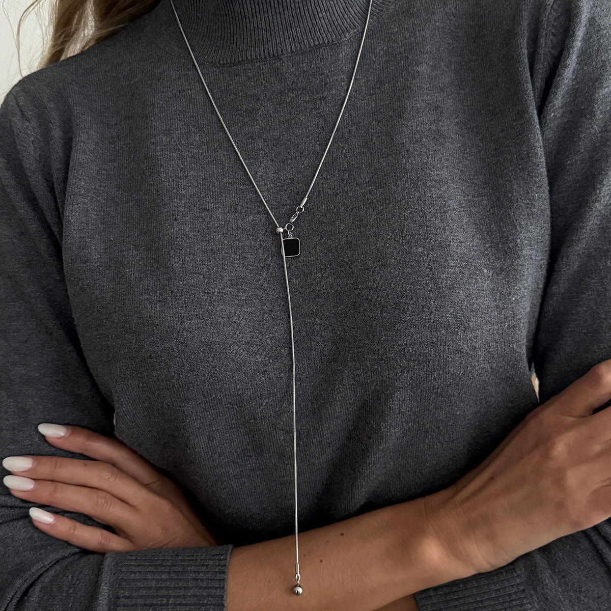 Adjustable Heart Y-Shaped Snake Chain Necklace