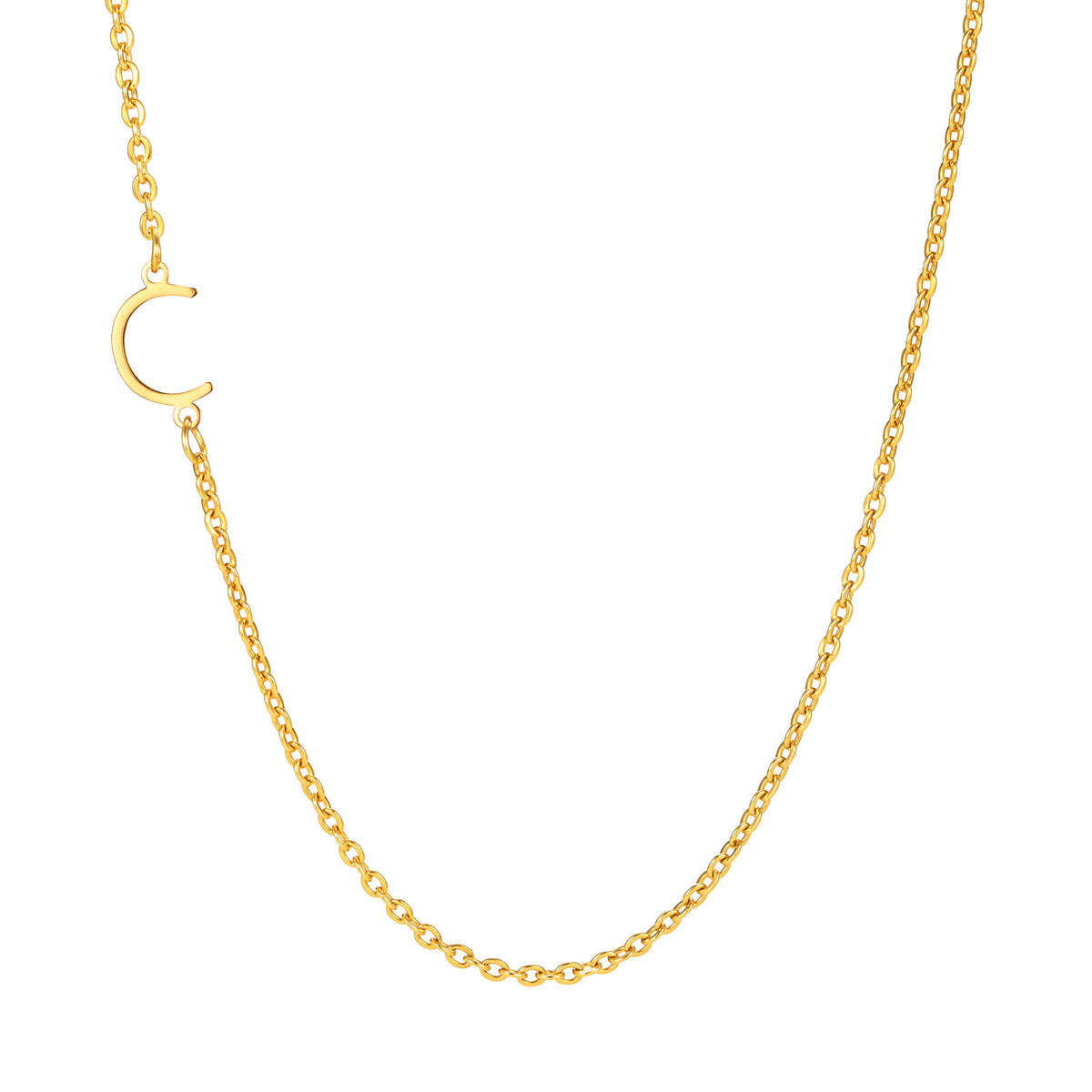 Stainless Steel Flat Cross Chain Letter Necklace Gold Collarbone Chain Letter