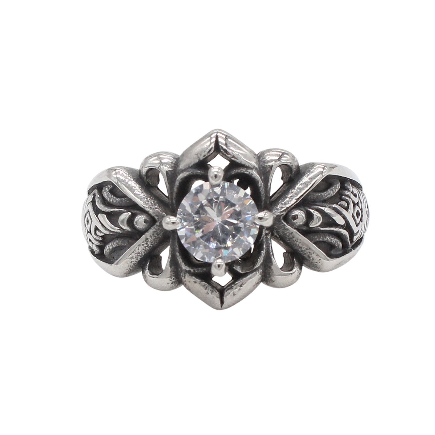 Planderful Jewelry Vintage Zircon Ring In Stainless Steel Size 7 To 12 For Everyday Wear And Gift