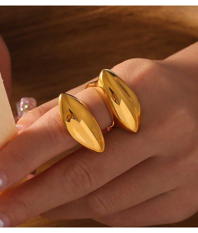 Golden Titanium Steel Geometric Index Finger Ring