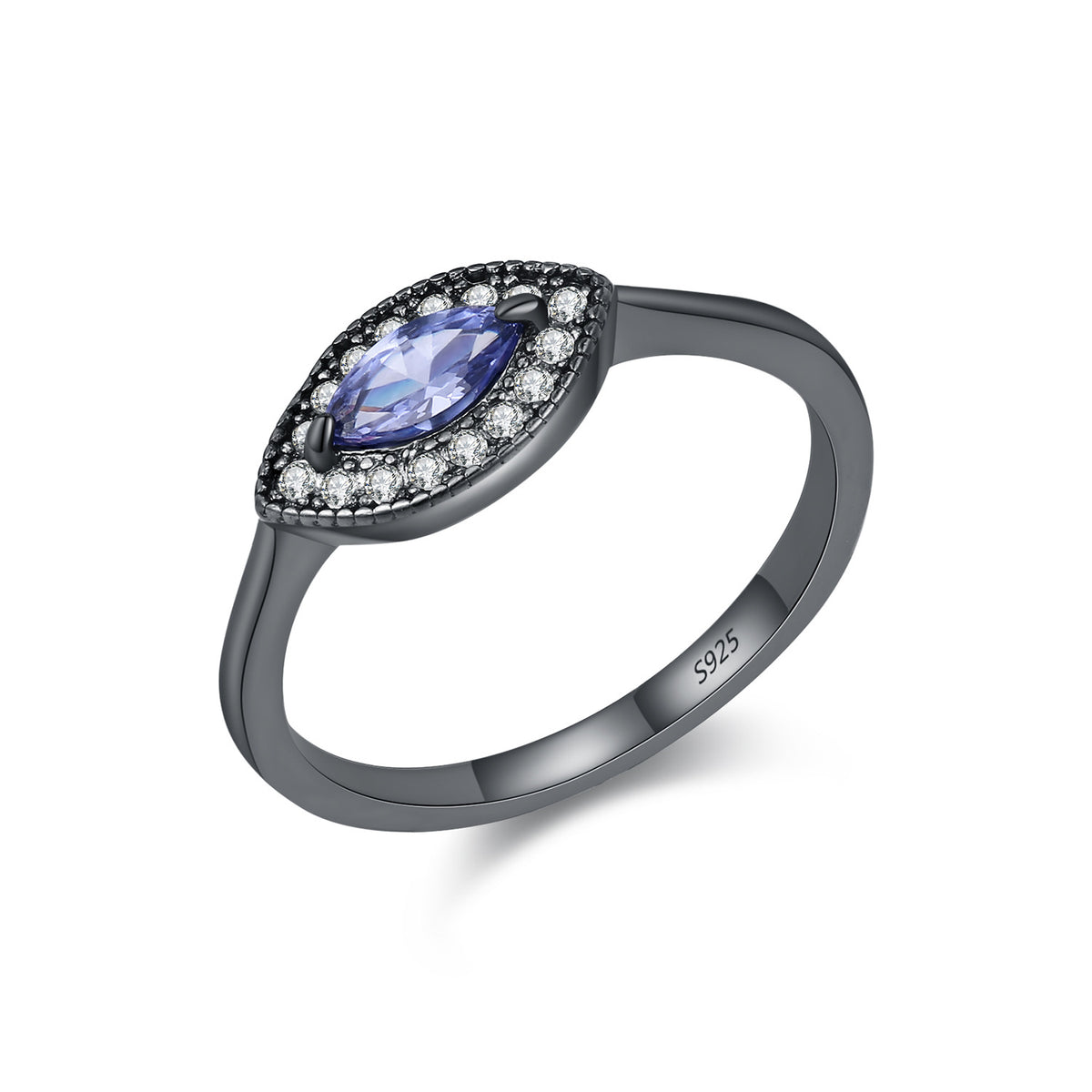 925 Sterling Silver Tanzanite-Color Ring