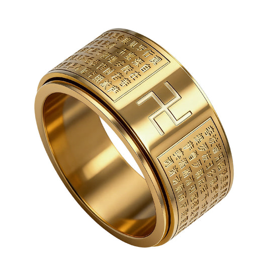 Planderful Stainless Steel Ring For Men Unisex Protective Buddha Charm Durable Statement Ring