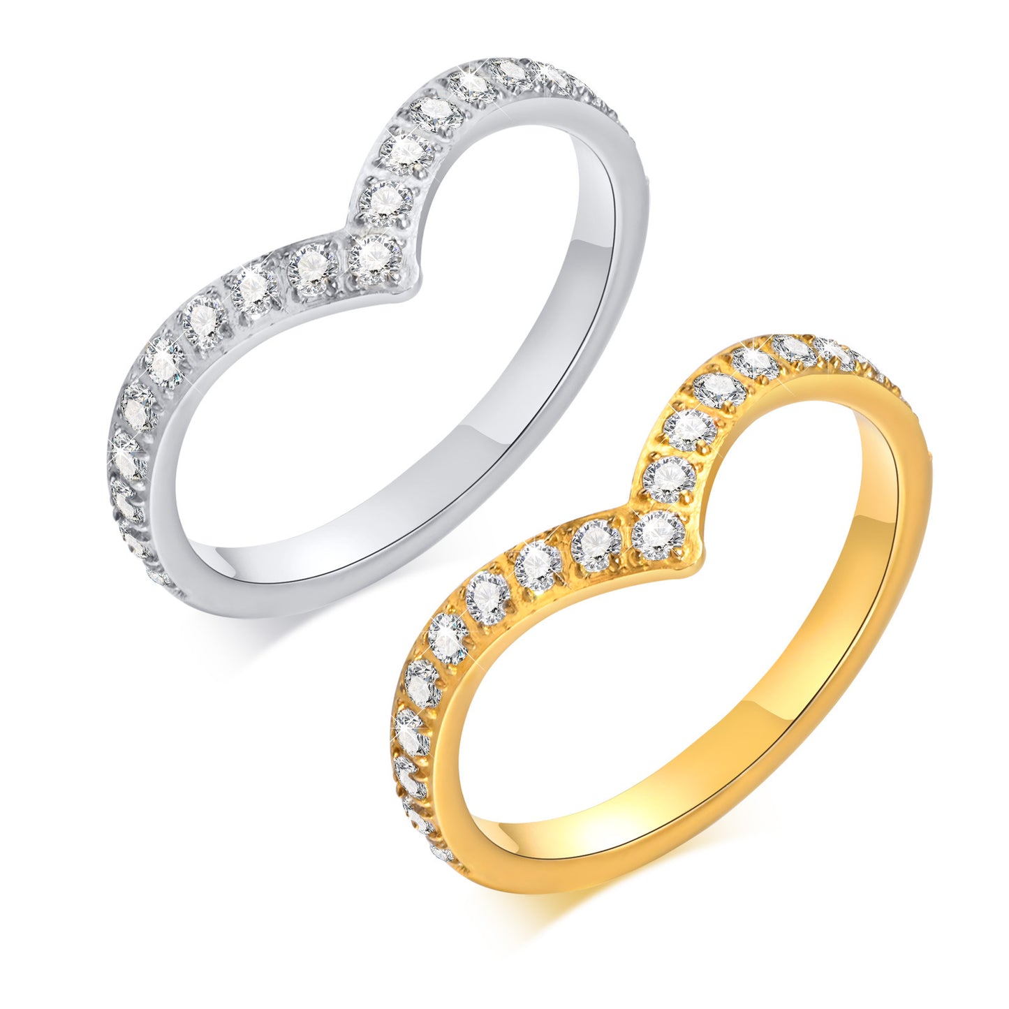 Women's Fashion Accessories Stainless Steel Zircon Ring Gold