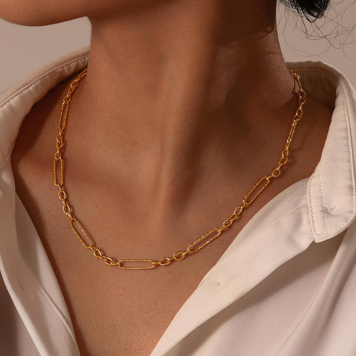 Stainless Steel Handmade Chain Necklace Bracelet Gold Women's