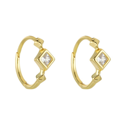 S925 Sterling Silver Zircon Earrings And Square Zircon Earrings, Ear Buckles, Advanced Sense