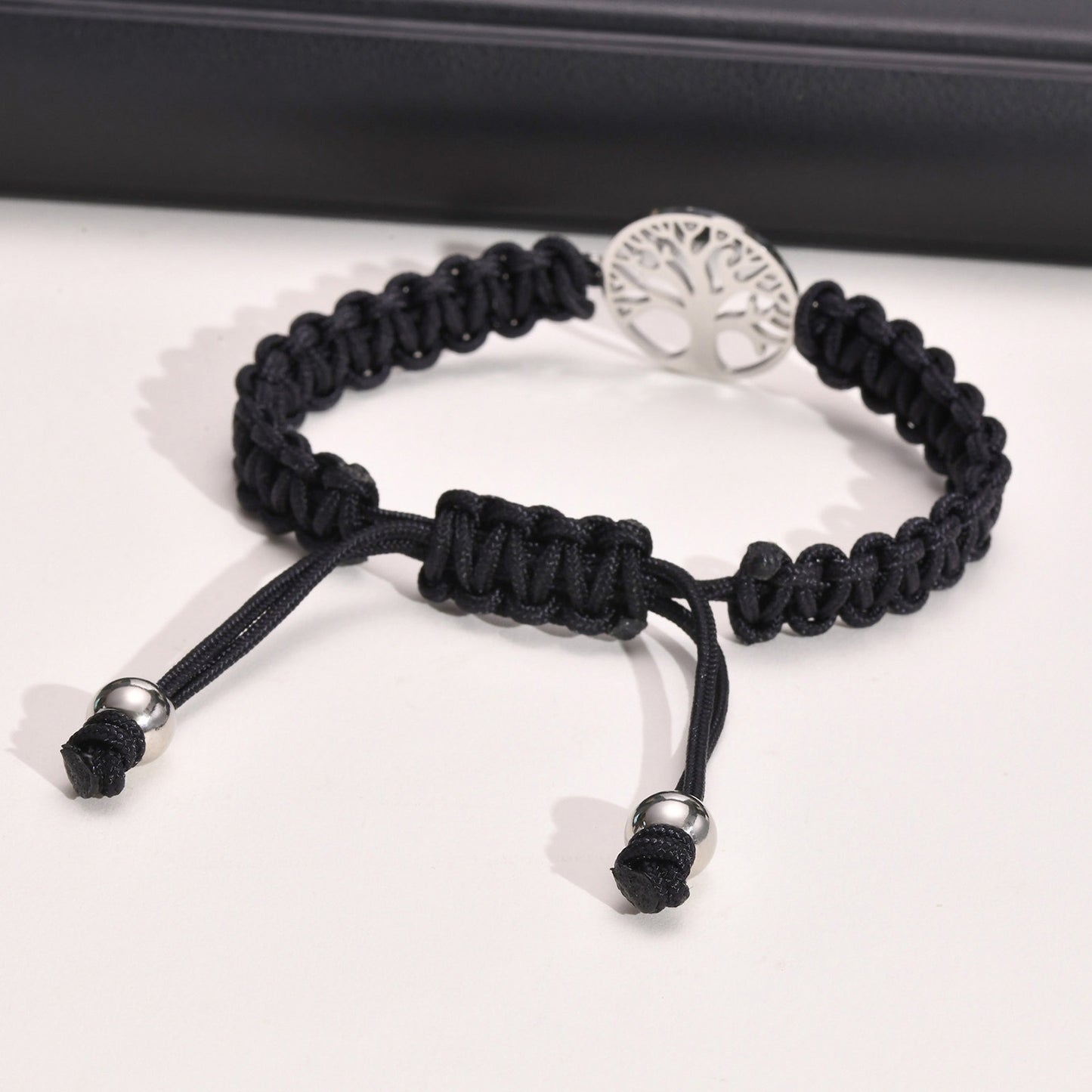 Stainless Steel Tree of Life Nylon Rope Braided Bracelet for Men