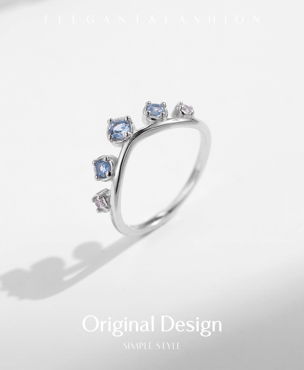 925 Sterling Silver Zircon Crown Ring