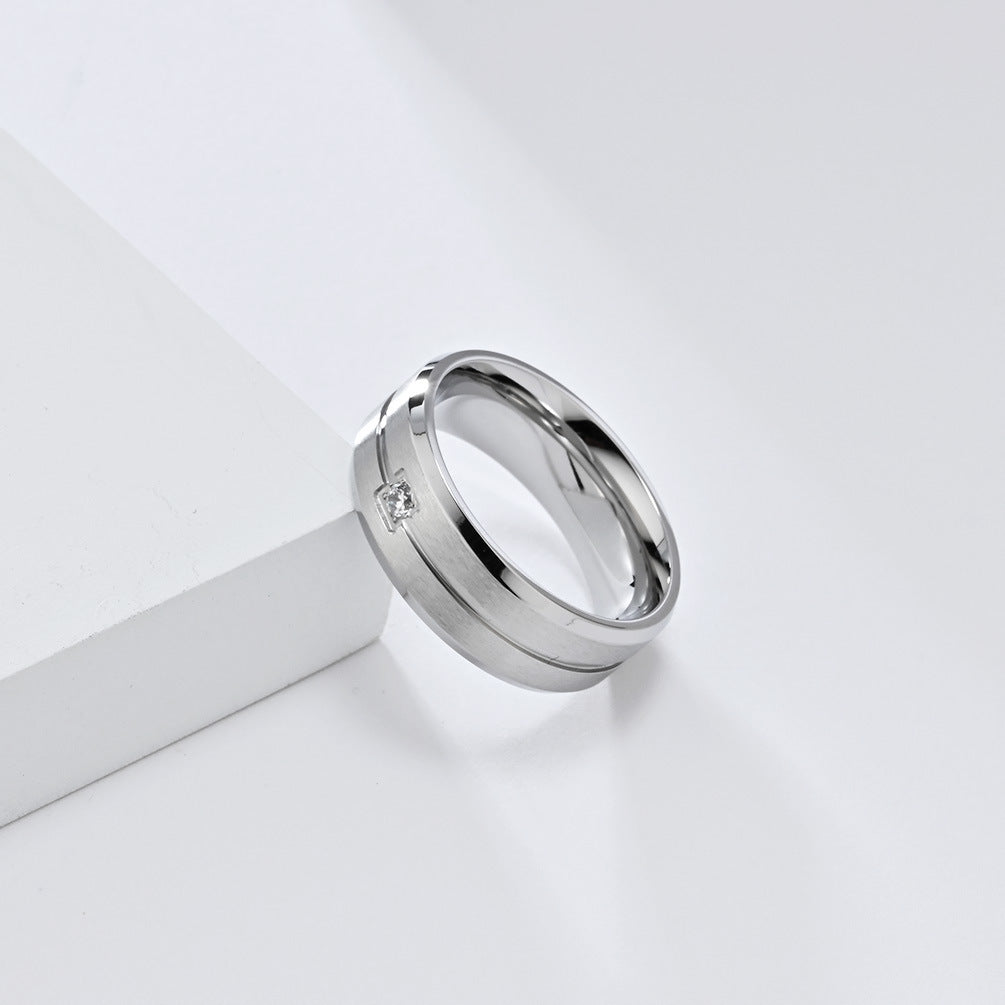 Planderful Titanium Steel Ring For Men With Zircon Inlay Minimalist Wedding Band Everyday Genie Collection