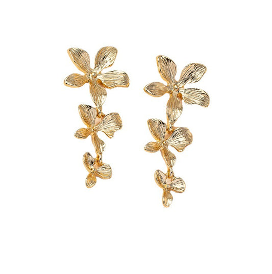 Exaggerated Metal Floral Earrings - Vienna Verve Collection