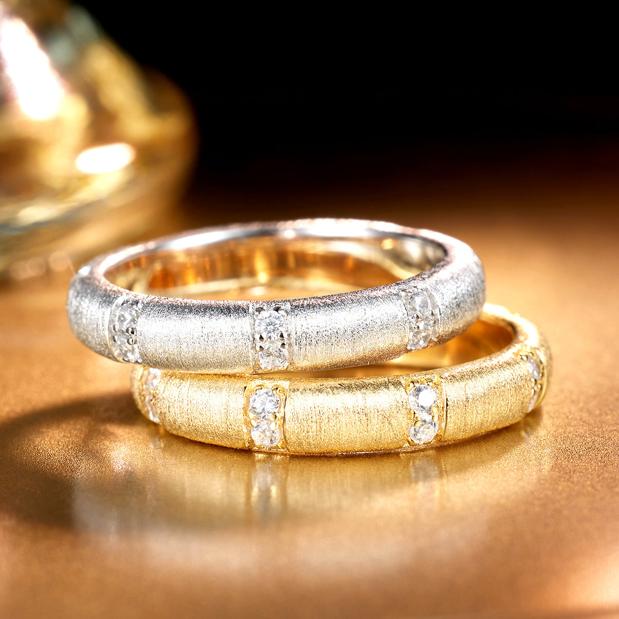 Planderful Sterling Silver Ring With Zircon Handmade Brushed Finish Elegant For Women