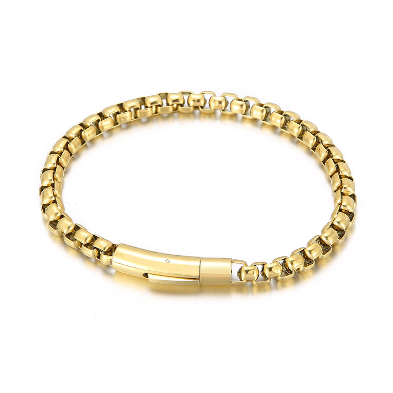 Planderful Square Pearl Bracelet Retro Magnetic Buckle Men