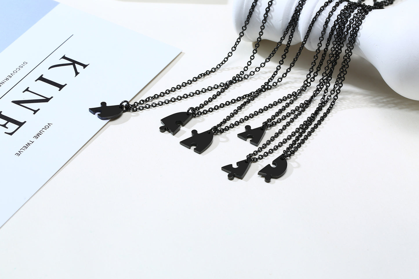 European and American Graduation Friendship Necklace Women's Stainless Steel Love Puzzle Pendant