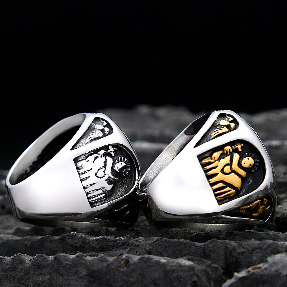 Planderful Shop Titanium Steel Ring For Men Cross Design Trendy Durable Everyday Jewelry