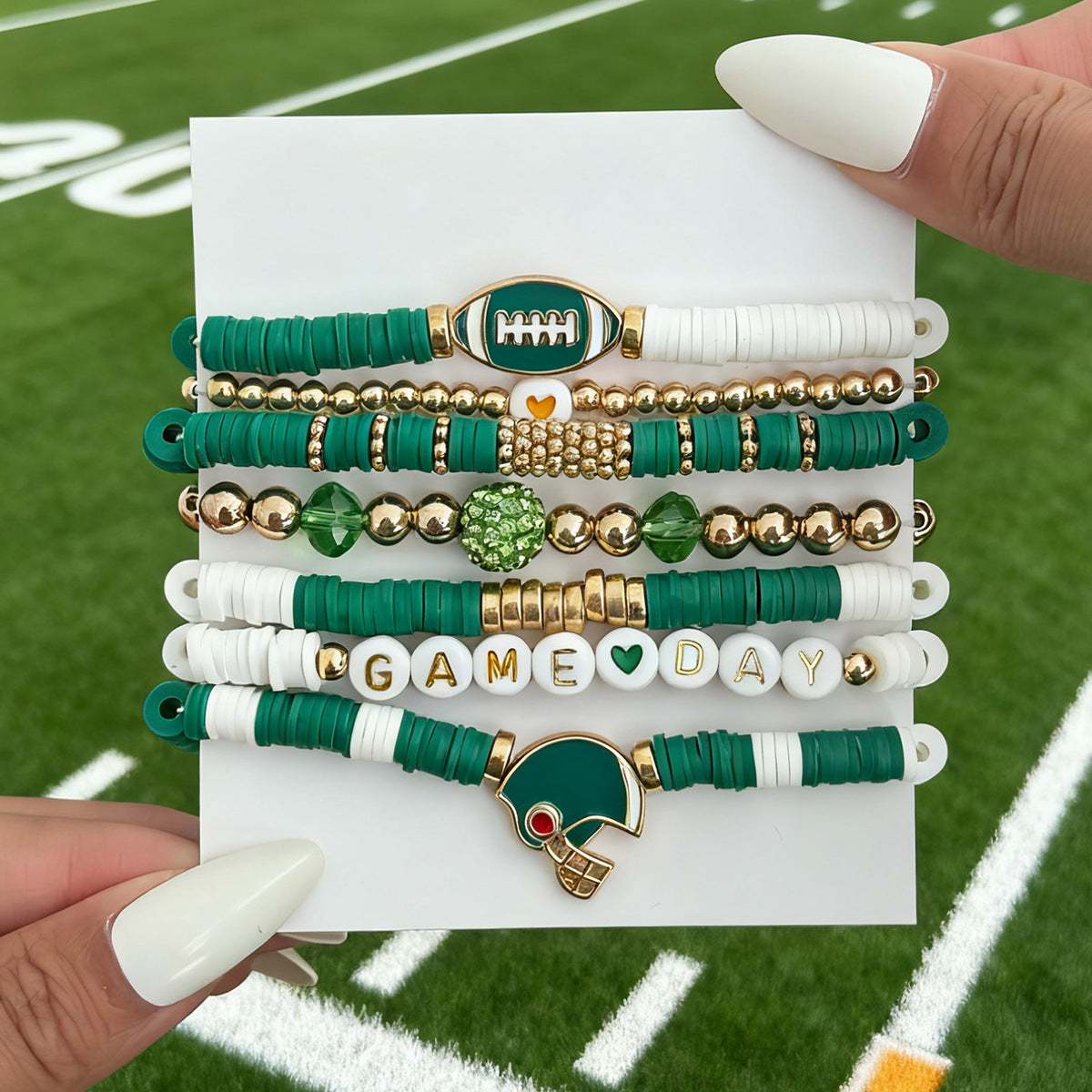 Planderful Football Bracelet Set Vienna Verve Game Day Jewelry For Women Bold Colorful Drip Statement