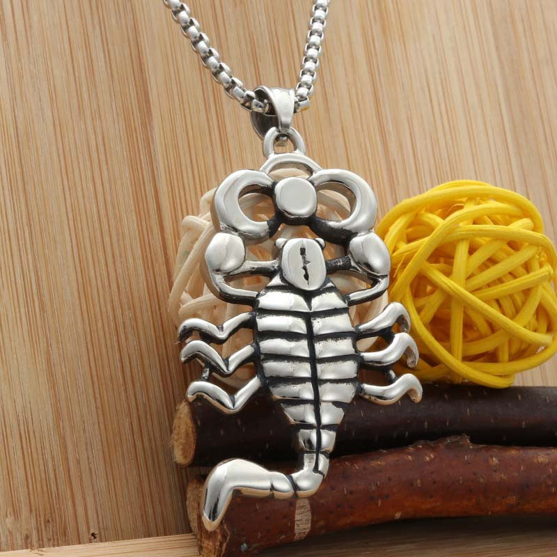 Punk-Influenced Titanium Steel Scorpion Pendant Necklace for Men - Retro Trendy Scorpio Jewelry