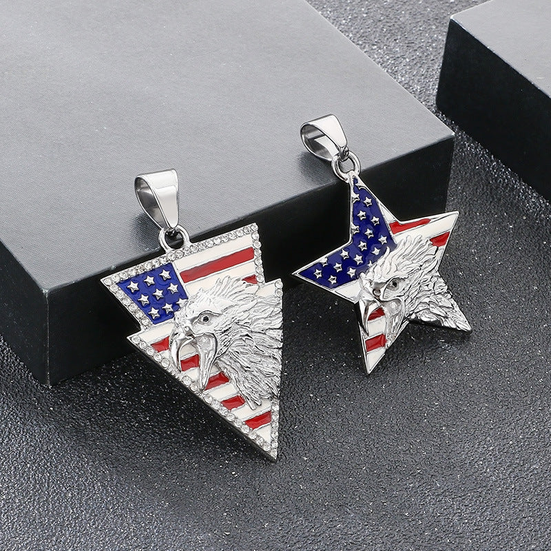 Planderful Eagle Pendant For Men Dripping Oil Pentagram