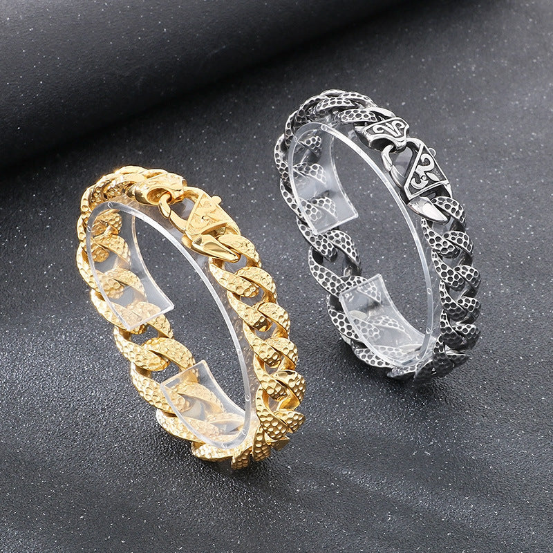 Planderful Mens Stainless Steel Cuban Chain Bracelet Beating