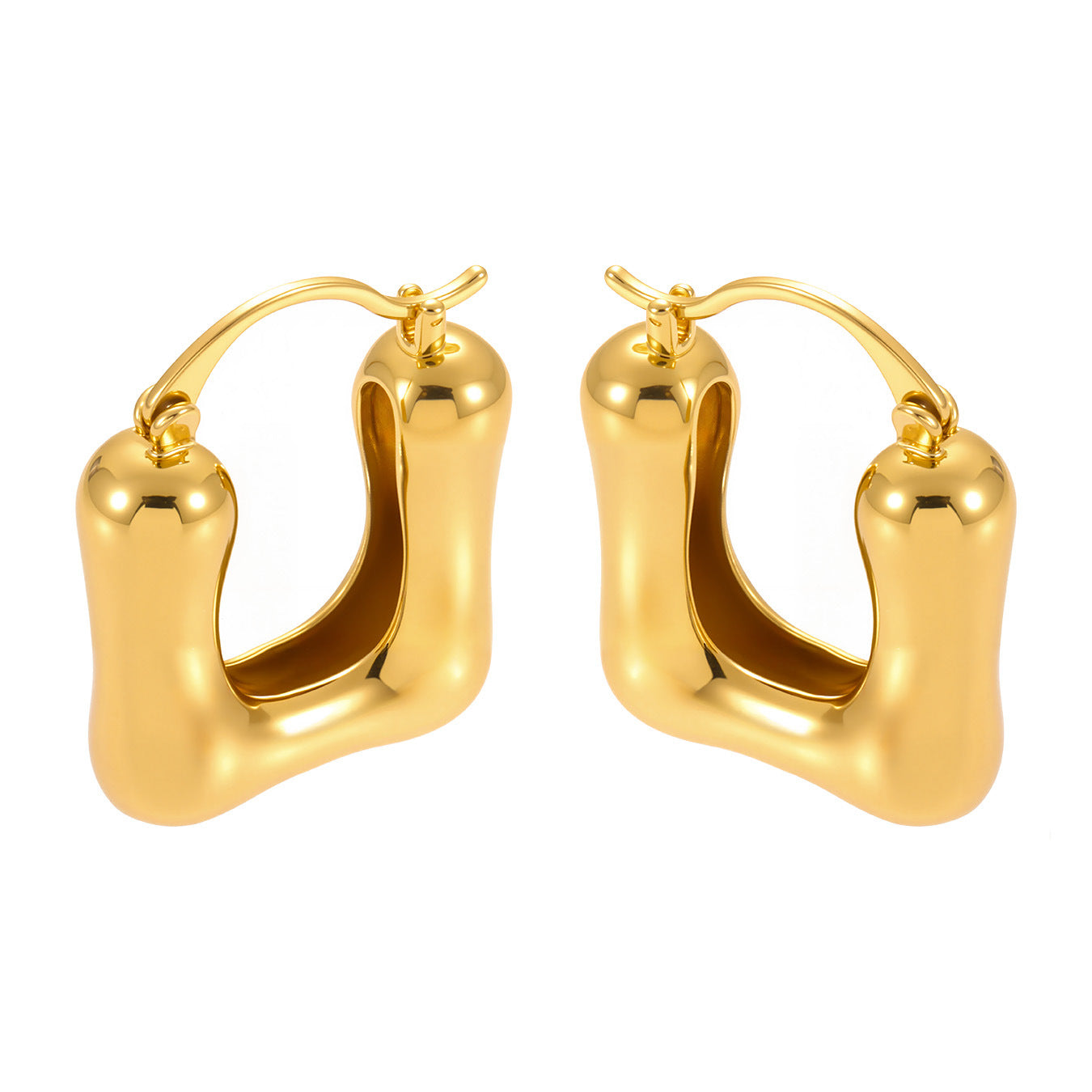 Planderful U Shaped Earrings Geometric 18K Gold Women