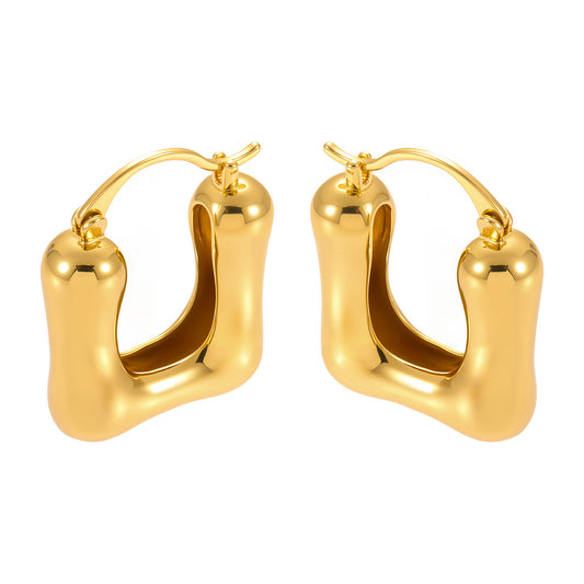 Planderful U Shaped Earrings Geometric 18K Gold Women
