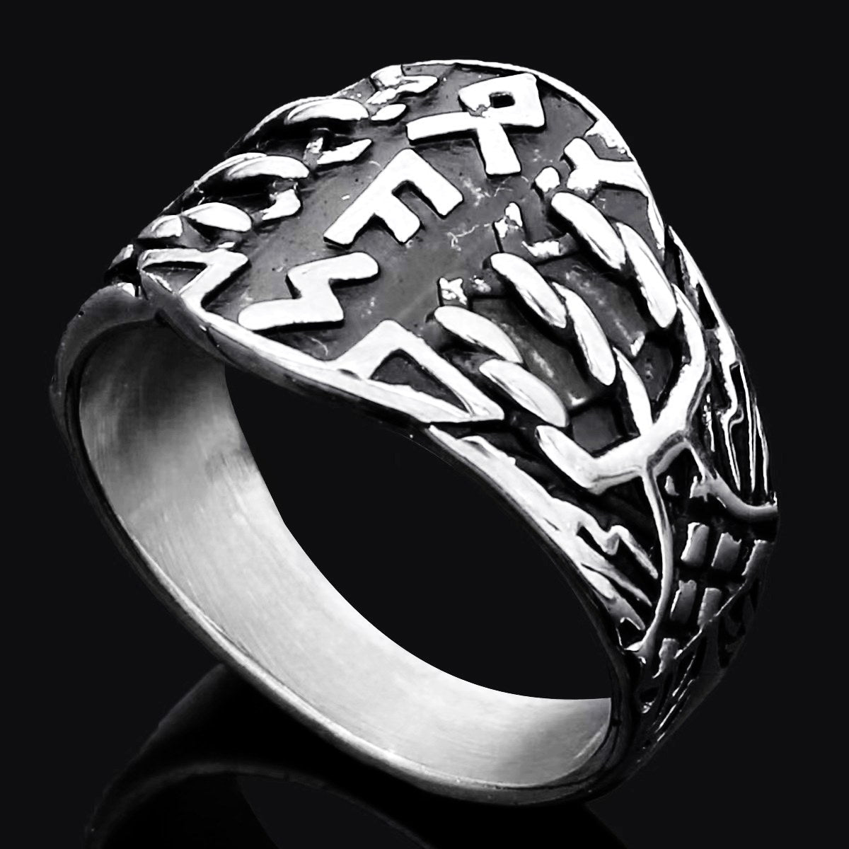 Cross-Border Stainless Steel Casting Jewelry Nordic Mythology Viking Runes Men's Rings