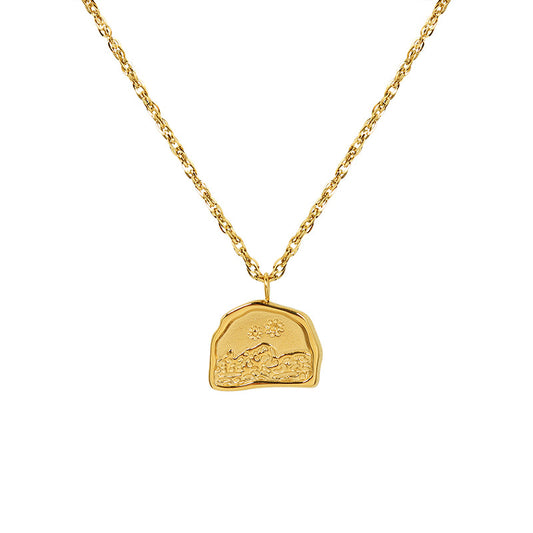 Irregular Titanium Gold Necklace with Hip-hop Design