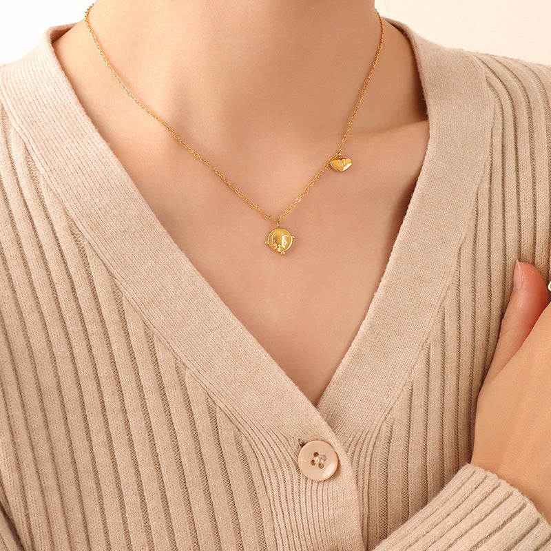 French Style Geometric Necklace with 18K Gold Plating - Hip-Hop Fashion Titanium Steel Jewelry