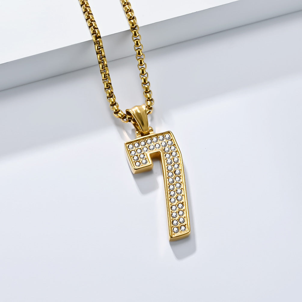 Planderful World Cup Jersey Number Necklace Stainless Steel With Zircon Pendant For Sports Fans
