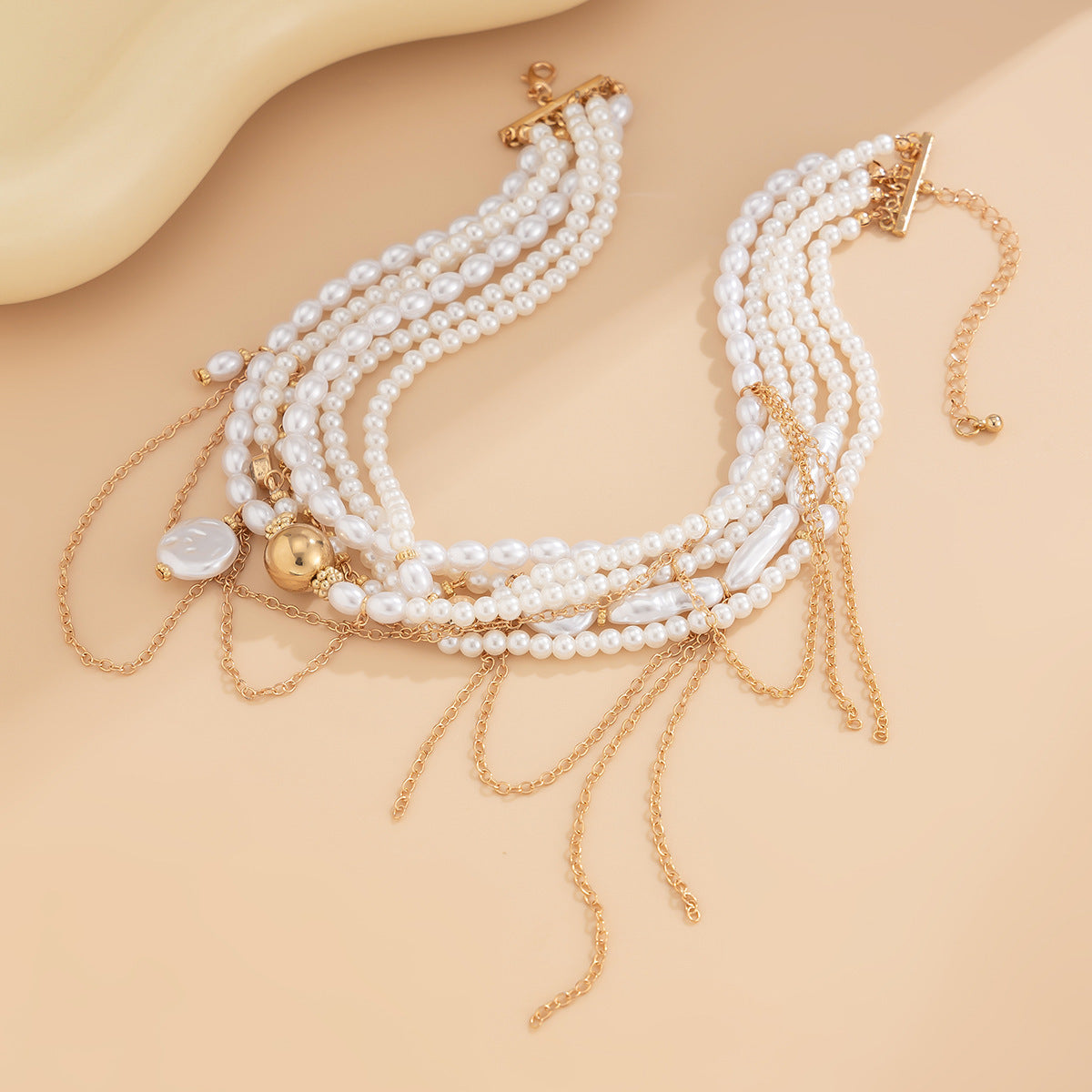 Pearl-Style Bead Tassel Choker
