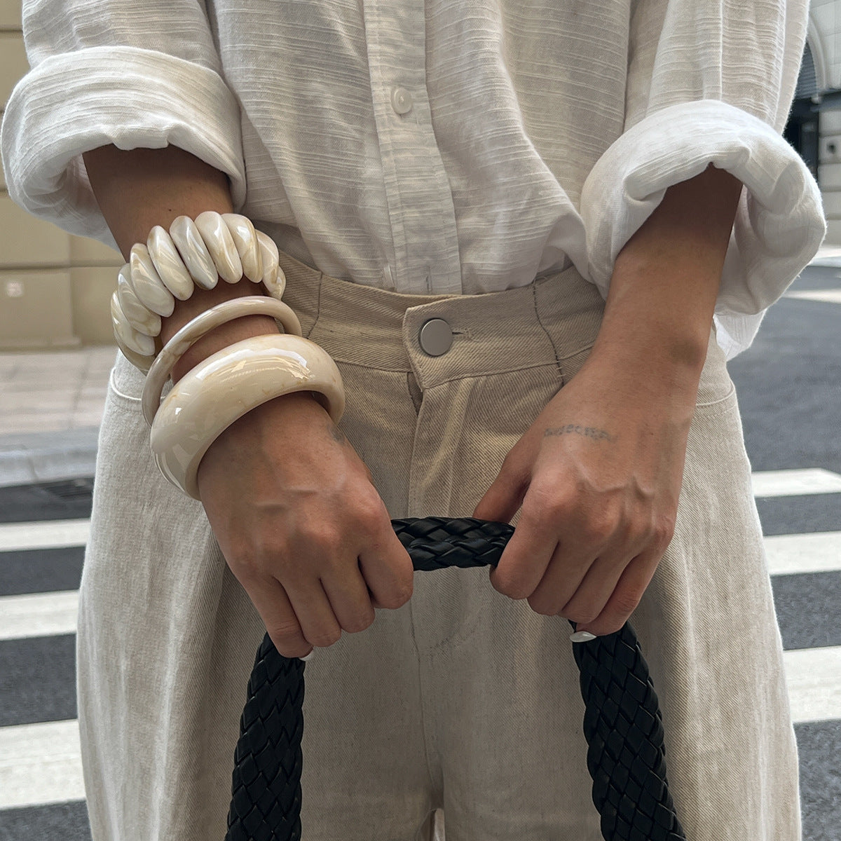 Retro Geometric Tire Bracelet Bracelet Exaggerated Irregular Special-Shaped Smudged Bracelet