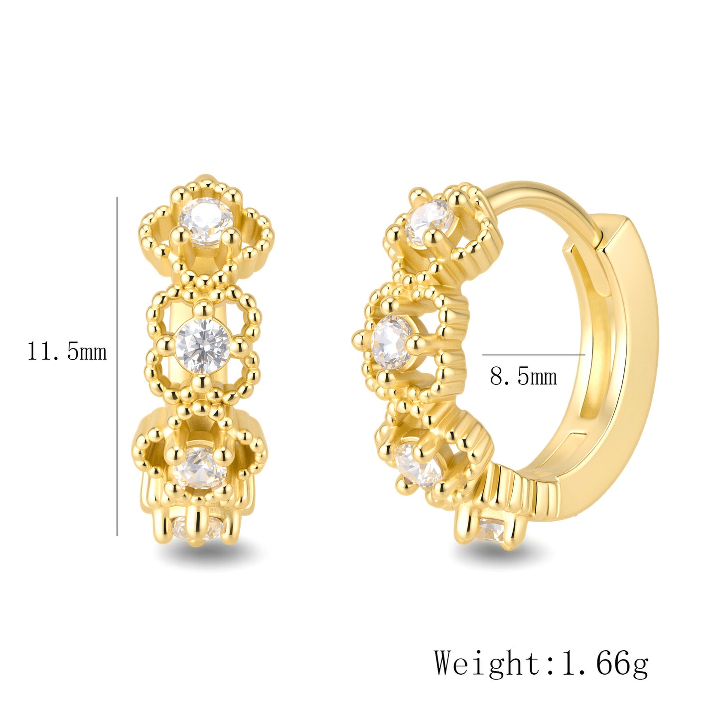 S925 Sterling Silver Zircon Earrings Ear Buckles Niche Exquisite Earrings