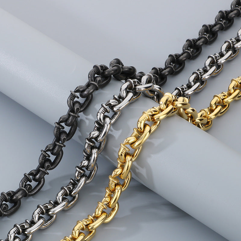 Planderful Domineering Nail Necklace Men Stainless Steel