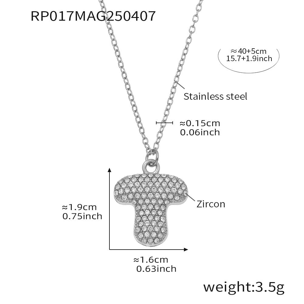 Planderful 26 Letter Zircon Necklace Gold Plated Hip Hop