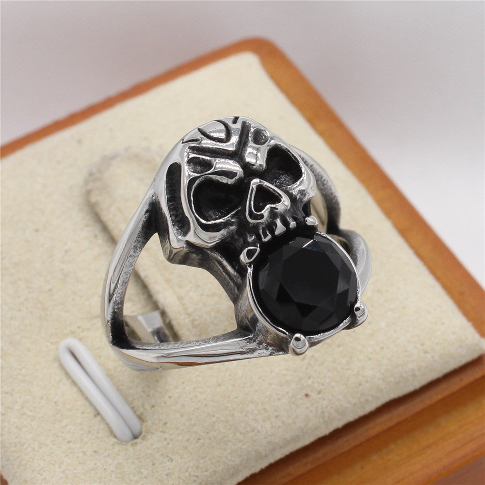 Planderful Titanium Steel Skull Ring For Men And Unisex Jewelry Bold Retro Statement Protection
